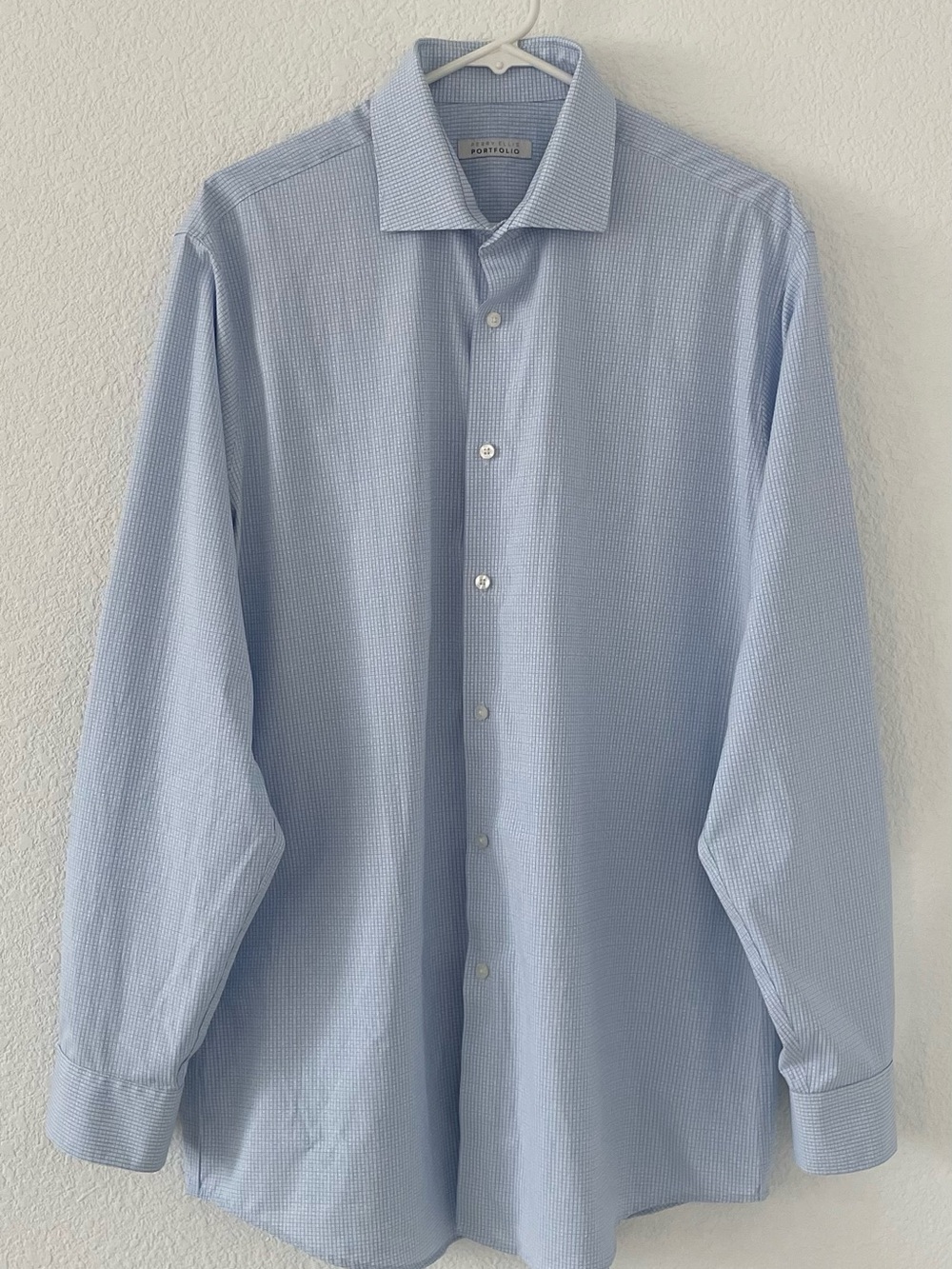 [NWOT]Perry Ellis Light Blue Micro-Check Dress Shirt [16.5 34/35]